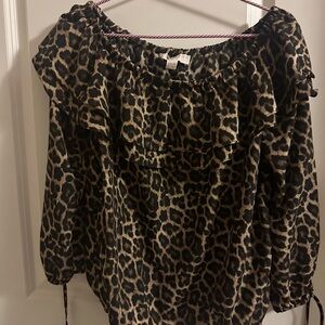 Michael Kors small Leopard Print Off-Shoulder Blouse